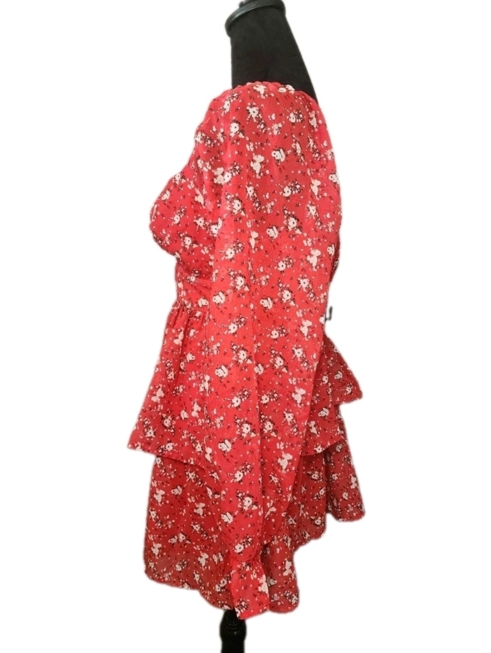 Riley And James Floral Flutter Sleeve Dress Women's Sz L NWT Fairy Tiered Flowy - Picture 2 of 10